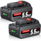 Lot de 2 batteries Li-ion de rechange 18 V 5,5 Ah pour batterie Dewalt 18 V Max DCB200 DCB201 DCB184 DCB182 DCB181 DCB180 avec affichage LED pour outils électriques
