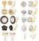 10 Paar Gold Clip Ohrringe für Damen, Mode Hypoallergen vergoldete Ohrclips Schmetterlings Perle Blume Zirkonia Steine Ohrclips ohne Ohrlöcher für Kinder Mädchen Modeschmuck Geschenk