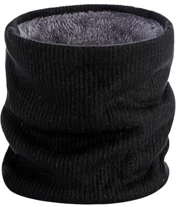 RIBSUQA Fleece Halswärmer Winddicht, Verdickte Fleece Futter Winterkreisschal für Outdoor Sport, Winddichte Herre Schal, Thermo Schlauchschal für Herren Damen (Schwarz)