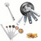 SereneJoy 12-Piece Stainless Steel Measuring Cups & Spoons Set, 0.3ml-250ml, with Leveler & Clip, for Salt, Powder, Flour, Liquids