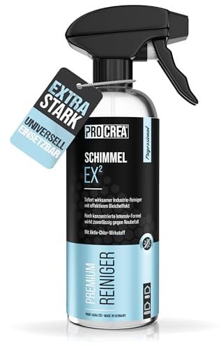 PROCREA® Premium Schimmelentferner Schimmel Ex² [mit Aktiv-Chlor-Wirkstoff] Hochwirksamer Universal-Profireiniger für Wand, Bad, Silikonfugen, Holz, Tapete, Fenster, Auto uvm. - Made In Germany