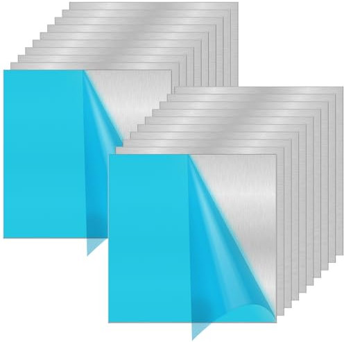 LOPYXBR 20 láminas de aluminio de 2 mm de 100 mm x 100 mm, láminas de metal finas plateadas para manualidades, placa de panel de aluminio con película protectora para placas de fijación, manualidades