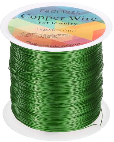 sourcing map Artistic Wire 328ft Length 26 Gauge Copper Craft Jewelry Wrapping Wire Tarnish Resistant Beading for Jewelry Making Supplies Crafting, Green