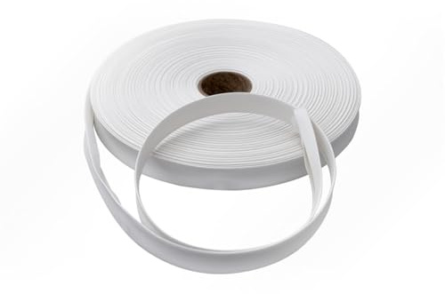 Planenscout Stamoid Edge PVC-beschichtetes Einfassband weiß 20mm für Markisenstoffen, LKW-Planen, Bootspersenning
