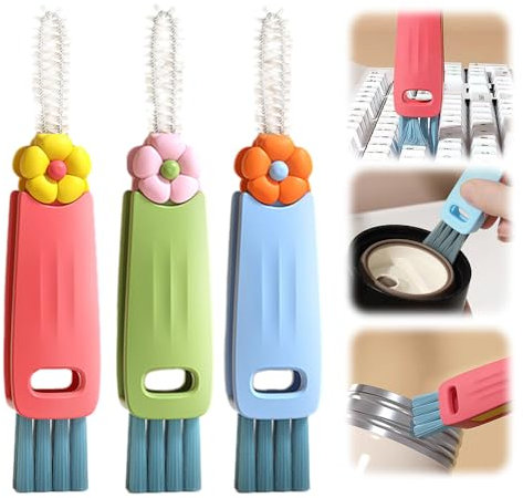 3 In 1 Cup Lid Cleaning Brush, 2025 New Multifunctional Bottle Gap Cleaning Tool with Brush, Compact Crevice Brush For Tight Spaces, Detachable Cleaning Brush For Home Use (3 Pcs)
