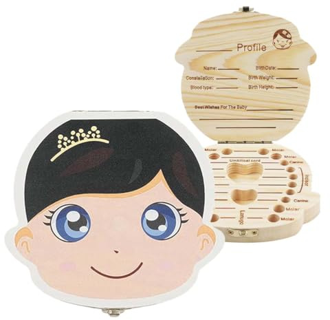 IEBTAWN Scatola Porta Dentini Da Latte, Scatolina Porta Dentini, Scatola Dei Denti In Legno Per Bambini, Scatola Dei Denti Per Bambini E Ragazze, Scatola Porta Dentini Da Latte (Ragazza)