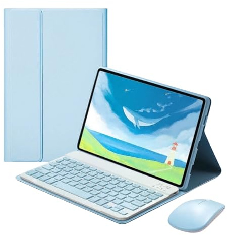 Custodia con tastiera per iPad Pro 12,9 pollici (6a, 5a, 4a, 3a generazione) 2022 2021 2020 2018 con mouse, custodia protettiva sottile con tastiera wireless rimovibile