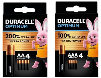 8 pilas Duracell Optimum AA+ AAA (1 blíster de 4 pilas AA + 1 blíster de 4 pilas AAA) 8 pilas (MX2400/Mini Stylo/Micro y MX1500/Stilo/Mignon)