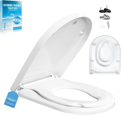 Family Toilet Seat Soft Close,with Built-in Child Seat 2-in-1,Quick Release Function and Soft Close-Easy Assembly Toilet Lid Made of Upgradeplast Toilet Seat,Antibacterial,up to 150 kg