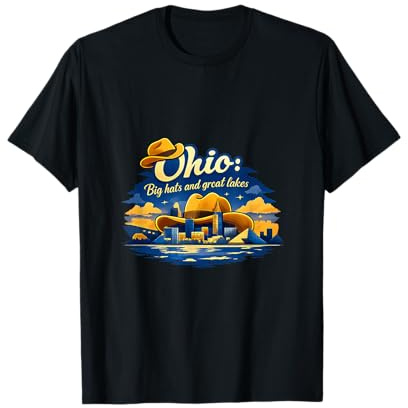 Ohio Pride Große Hüte und Große Seen Skyline von Cleveland T-Shirt