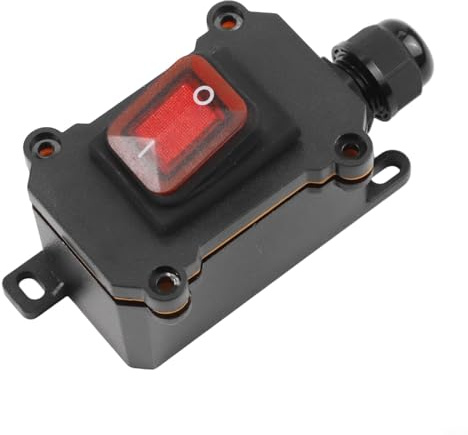 IP65 Wasserdichter Inline-Schalter 16A 250V, Hochstrom-Kontrollschalter für Außenbeleuchtung Gartenpumpen Werkzeugmaschinen, 12-24V/220V Rot ABS PC(A)