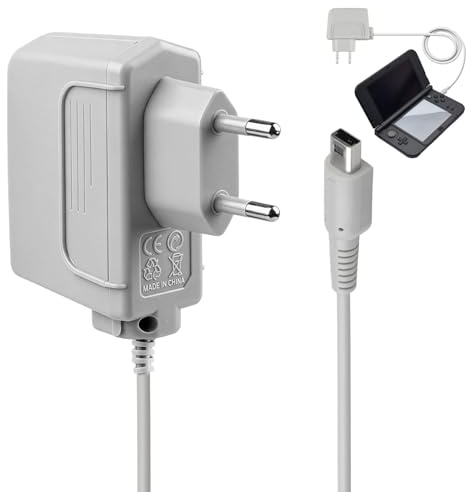 Cagrin Cargador para Nintendo 3DS/2DS/DSi Compatible con New 3DS XL, 3DS XL | New 2DS XL, 2DS XL, DSi XL Y DSi, Adaptador de Alimentación 4,6V 0,9A con Cable De 1,2 m, Color Gris Blanco