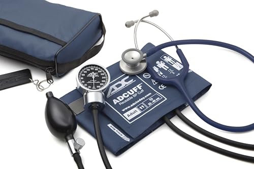 ADC 778-603DB Pro's Combo III Adult Pocket Aneroid/Clinician Scope Kit with Prosphyg 778 Blood Pressure Sphygmomanometer, Navy