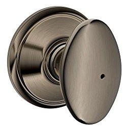 SCHLAGE Sienna Bed/Bath Privacy Door Handle with Lock, Antique Pewter