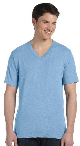 BELLA+CANVAS Unisex Triblend Short-Sleeve V-Neck T-Shirt XS Blue Triblend