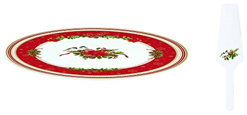 Vintage Selection Tortenplatte 2 tlg. Set Christmas rot/weiß