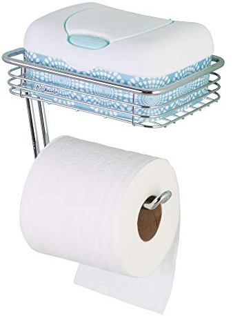 iDesign 69150 Classico Toilet Paper Holder with Shelf for Bathroom - Wall Mount, Chrome