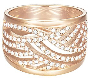ESPRIT Damen-Ring JW50236 Rose teilvergoldet Glas weiß Gr. 54 (17.2) - ESRG02688C170
