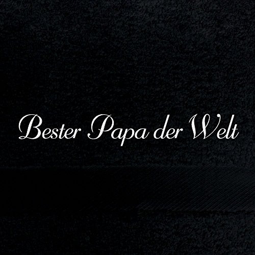 digital print Saunahandtuch mit Namen Bester Papa der Welt Bestickt, 100x180 cm, schwarz, extra Flauschige 550 g/qm Baumwolle (100%), Badetuch mit Namen besticken, Saunatuch mit Bestickung