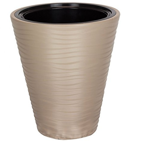 Pot de Fleur Sahara en Plastique Beige 44.5 cm ht avec bac Interne