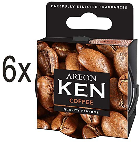 Areon Ken Lufterfrischer Dose Auto Kaffee Autoduft Duft Duftdose Wohnung Erfrischer 3D Set ( Coffee Pack x 6 )
