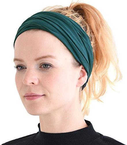 CHARM Stirnband Herren Bandana Damen - Kopftuch Herren Hair Band Men Headband Damen Piraten Haarband Männer Sport Blau Grün M