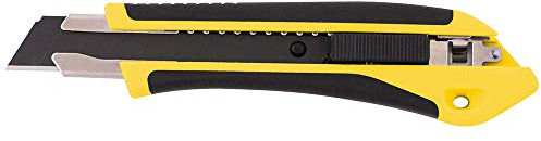 Leviatan Cutter Sécable Avec 2046 | En Caoutchouc Noir | Guide de Lame Inoxydable | Couteau à Lame Rétractable | Cutter Résistant pour Couper Contreplaqué, PVC, Câbles Électriques etc | 18mm