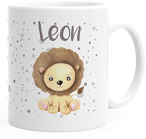 SpecialMe® Namenstasse Kinder personalisierte Kaffee-Tasse mit Namen Löwe persönliche Geschenke weiß Keramik-Tasse