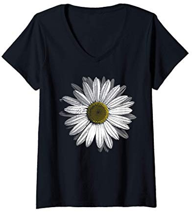 Mujer Flor de margarita Primavera Florista Jardinero Gerbera Camiseta Cuello V