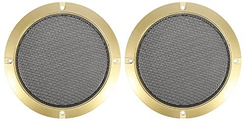 X AUTOHAUX 2pcs 5 Gold Tone Car Audio Speaker Cover Mesh Subwoofer Grill