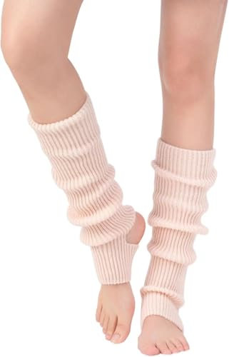 Guojanfon 1 Pair Fashion Yoga Socks for Women Girls Workout Socks Toeless Training Dance Leg Warmers (Black), Light Pink, One Size