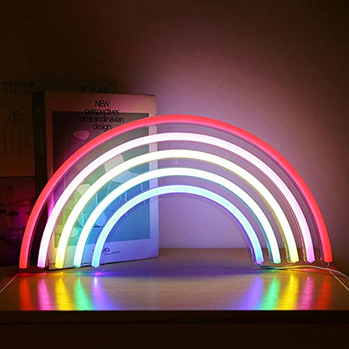 Regenbogen Neonlicht LED Schild USB Beleuchtung bunt Leuchtreklame Reklame Licht Kunst Neonlichter Bar Party Wand Dekoration Weihnachten Geburtstag Wohnzimmer Kindergeschenk dekorative Wandbeleuchtung