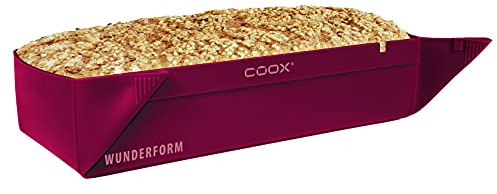 coox WUNDERFORM Basic L in Dunkelrot, die erste faltbare Kastenform, platzsparende Backform aus Silikon BPA-frei