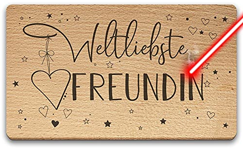 Frühstücksbrett mit Gravur - Weltliebste Freundin - Geschenkidee für die beste Freundin - Holzbrett Buche mit Lasergravur