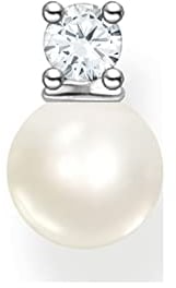 THOMAS SABO Damen Einzel Ohrstecker Perle mit weißem Stein 925 Sterlingsilber H2214-167-14