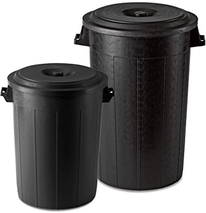 Kreher Abfalltonne Mülltonne Gartentonne in Schwarz mit Deckel aus Kunststoff. In verschiedenen Größen. Robust und Pflegeleicht! (120 Liter)