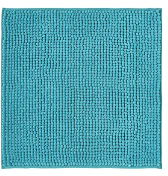 Decomira Badematte rutschfest | Als Badteppich Set kombinierbar | Badezimmer-Teppich Bad-Vorleger waschbar aus Chenille | Duschvorleger für Dusche, Badewannen, WC Vorleger | Petrol Türkis - 45x45 cm