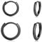 CERSLIMO Ohrringe Schwarz Creolen Silber 925 set 8mm 10mm Vergoldet Schmuck Valentinstag Geburstag Klein Geschenke für Damen Herren Mädchen Frauen Männer Beste Freundin Schwester Freunde