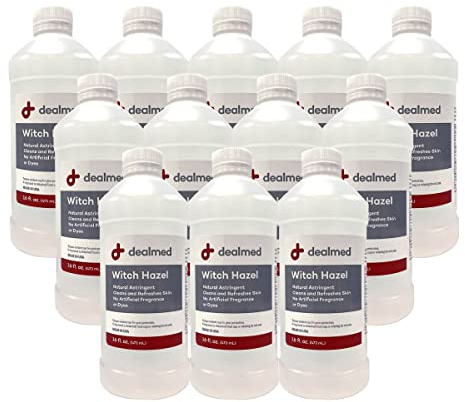 Dealmed Hamamelis, 473 ml, natürliches Adstringent, reinigt und erfrischt die Haut, ohne künstliche Duftstoffe oder Farbstoffe, 12 Stück