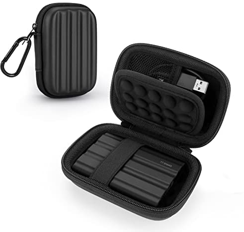 YINKE Carrying Case Compatible with Samsung T7 Shield/T7/T7 Touch Portable SSD USB 3.2 1TB, 2TB, 500GB, Hard EVA Portable Travel Storage Protective Cover (Black)