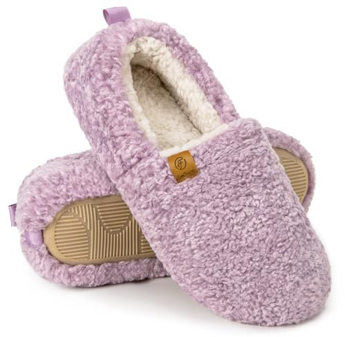 EverFoams Damen Warme Kunstwolle Memory Foam Voll Hausschuhe, Lila, 38/39 EU