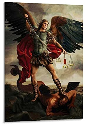 Saint Michael The Archangel Poster Dekorative Gemälde Leinwand Wandposter und Kunstdruck Moderne Familie Schlafzimmer Dekor Poster 60 x 90 cm
