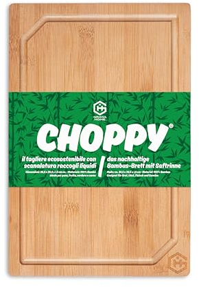 GRANA HOME robustes Bambusbrett 30,5x20,5x1,5 cm CHOPPY das nachhaltige Schneidebrett mit Saftrinne für Brot, Obst, Fleisch und Gemüse. Holzbrett aus Bambus für den alltäglichen Bedarf.