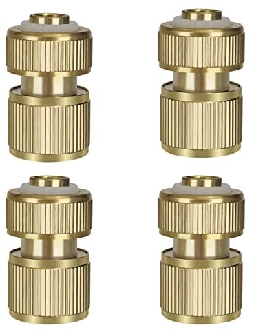 iBamso Messing Schlauchanschluss, 4 Stück Schlauchverbinder, Gartenschlauch Schnellkupplungen einfach anzuschließen, Schlauchverbinder Adapter sind für Küchenarmatur Wasserhahn und GartenschläUche