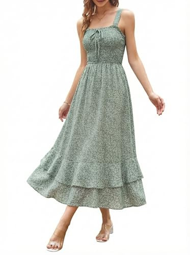 GRACE KARIN Women's 2026 Summer Floral Boho Dresses Green L