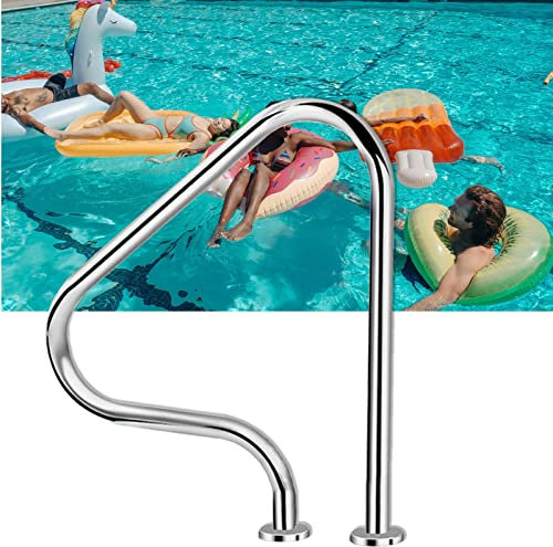 KLZUOPT Schwimmbecken-Sicherheits-Handlauf-Edelstahl-Schwimmbad-Handlauf für Innenpools im Freien, 1 Stück 31,5 Zoll hohe Pool-Übergangs-Handläufe, Geländer, Deck-zu-Deck-Montage