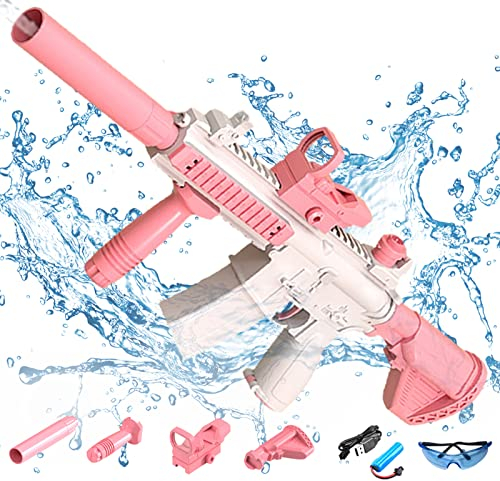Elektrische Wasserpistole Sehr Stark Wassermaschinenpistole mit Wiederaufladbare Batterie Squirt Gun Wasser Spielzeug bis zu 20ft,Outdoor Water Gun Schießspiel für Erwachsene Kinder