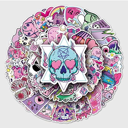 Bric Dodo 50 Stück Gotik Aufkleber Auto Laptop Telefon Gitarre Skateboard Motorrad Fahrrad Gothic Stickers Set Vinyl Wasserdicht Aesthetic Aufkleber für Jugendliche Kinder Erwachsene