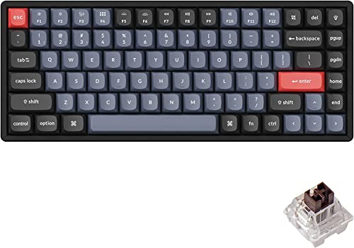 Keychron K2 Pro Personalisierte mechanische Tastatur RGB kabellos und kabelgebunden mit K-Pro-Schalter, Makro programmierbar QMK/VIA, 75% Layout für Mac Windows Linux