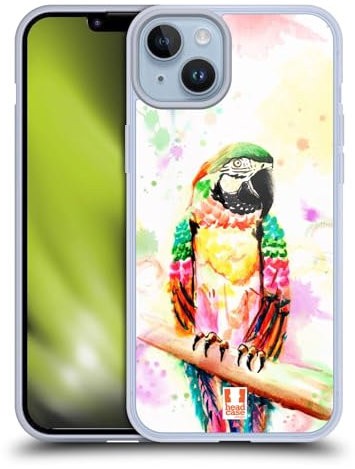 Head Case Designs Loro Animales acuarelados Caso de Gel Suave Compatible con Apple iPhone 14 Plus